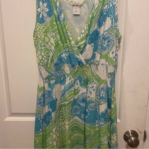 Natalie & me SIZE L green blue white with flowers and circles